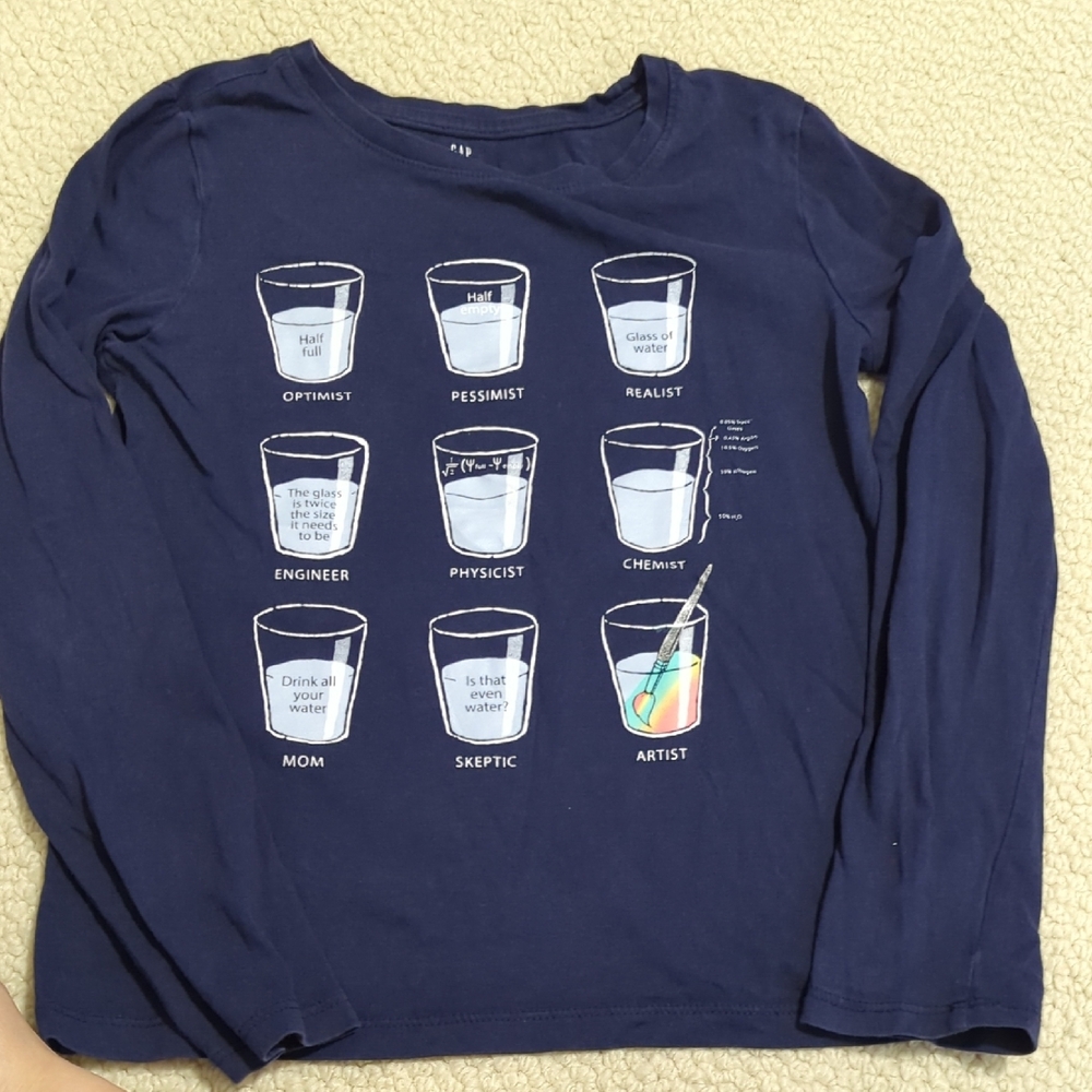 GAP Long Sleeve Blue Tee with Drink Graphic